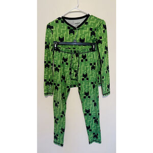 Minecraft Cuddle Duds Pajamas Boys Large 12/14 Climate Right 2pc Lightweight PJs